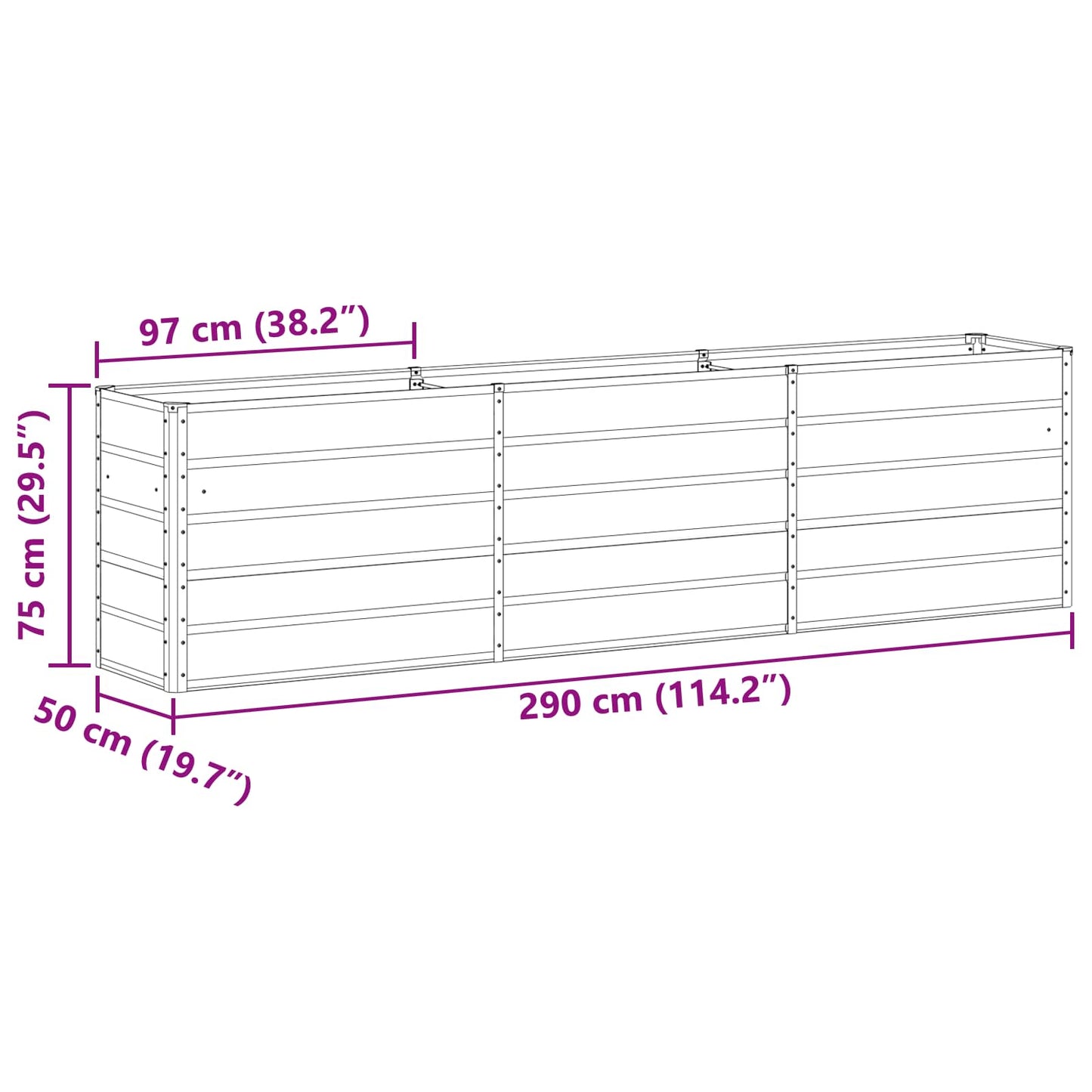 Fioriera Antracite 480 x 50 x 45 cm Acciaio zincato