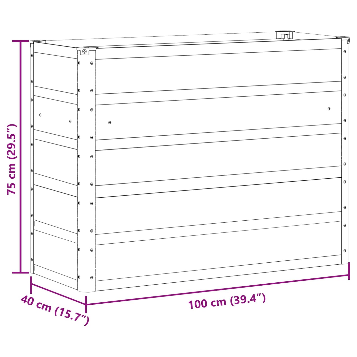 Fioriera Verde 100 x 40 x 75 cm Acciaio | homemem39