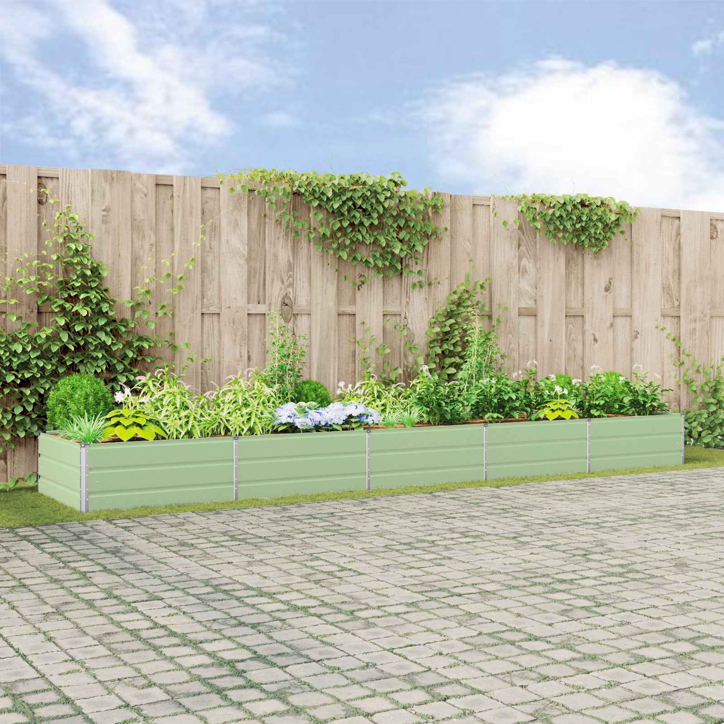 Fioriera Verde Pastello 195 x 100 x 45 cm Acciaio zincato