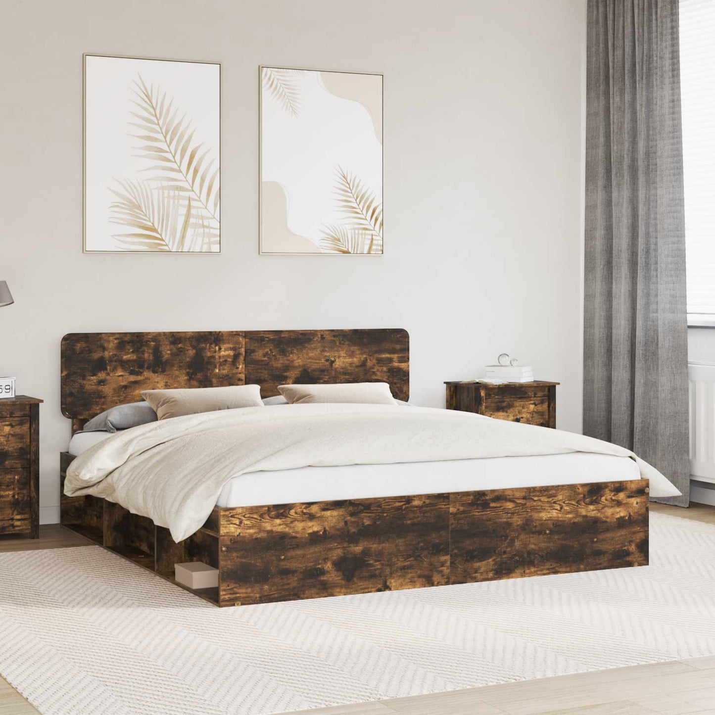 Struttura del letto Rovere fumé 180 x 200 cm Pino massello | homemem39