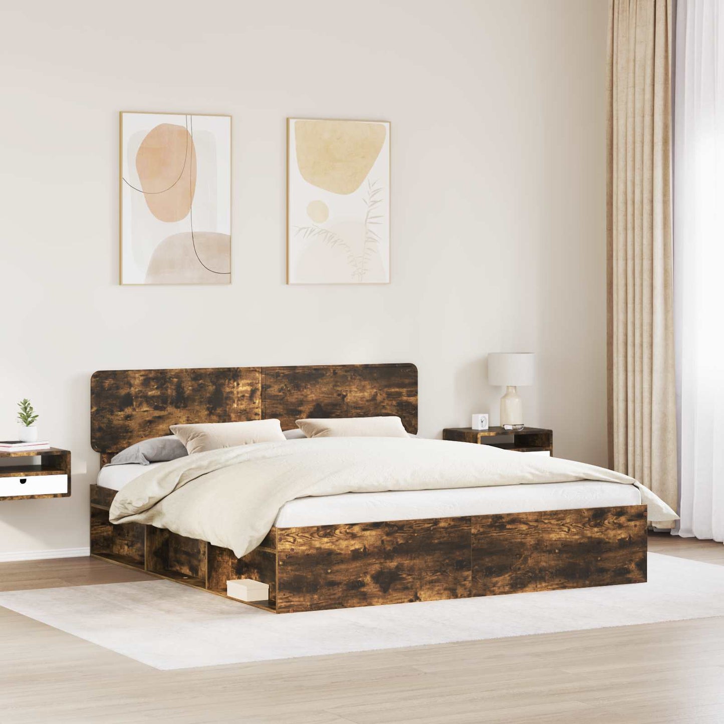 Struttura del letto Rovere fumé 180 x 200 cm Pino massello | homemem39
