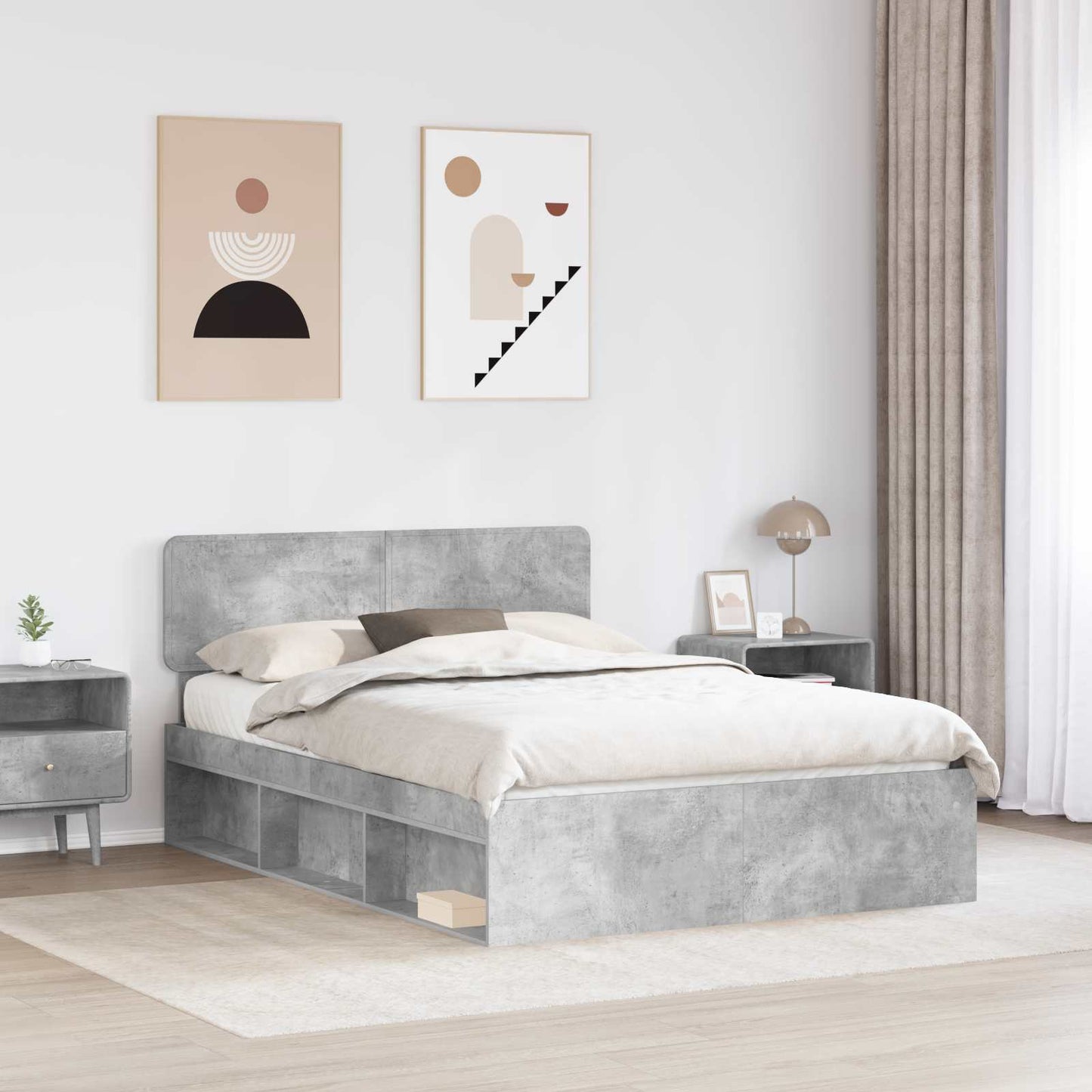 Struttura del letto Grigio Concretè 150 x 200 cm Pino massello | homemem39