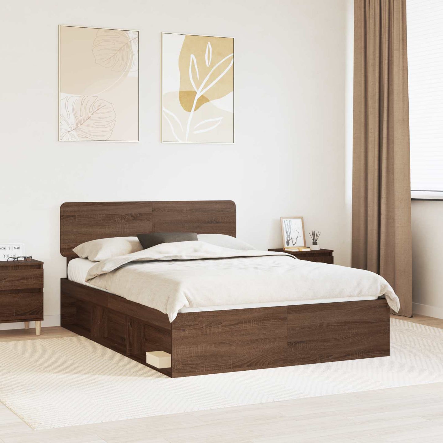 Struttura del letto Rovere Marrone 140 x 200 cm Pino massello | homemem39