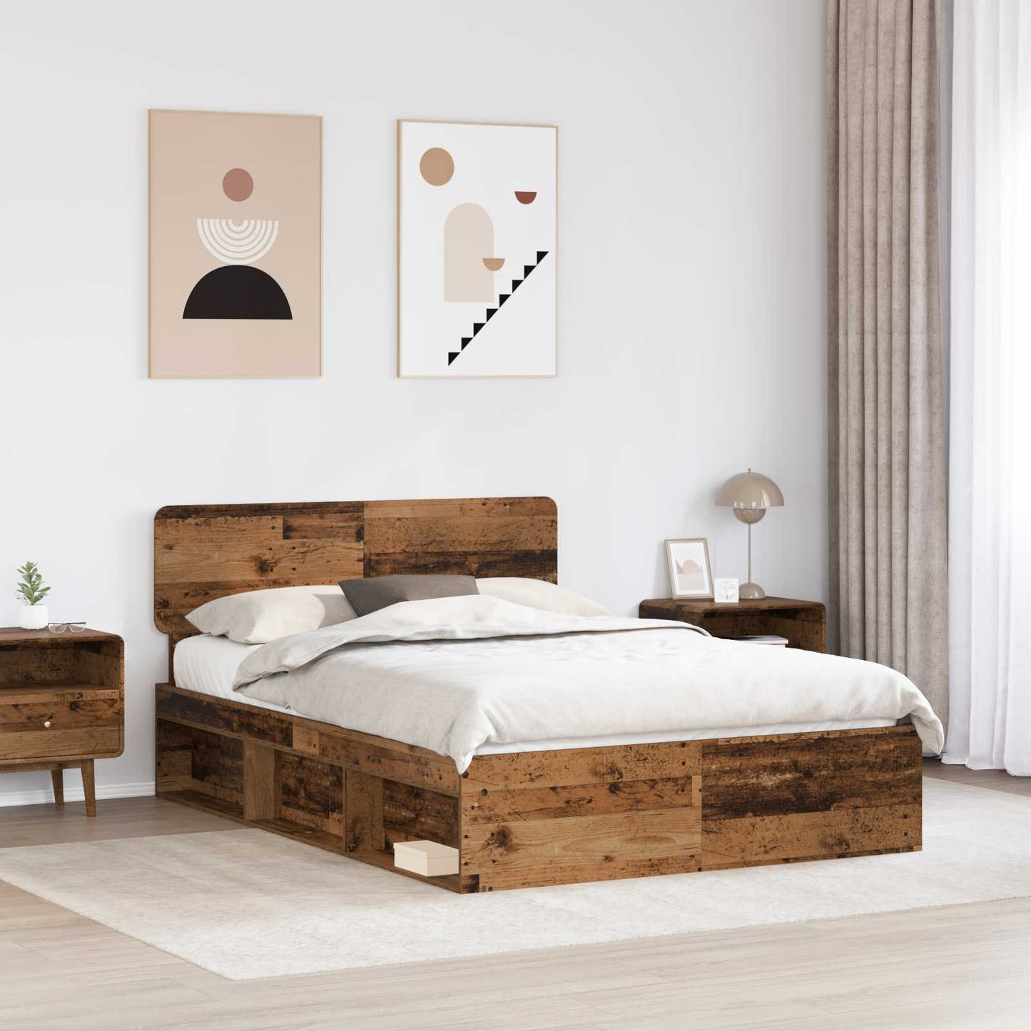 Struttura del letto Legno vecchio 140 x 190 cm Pino massello | homemem39