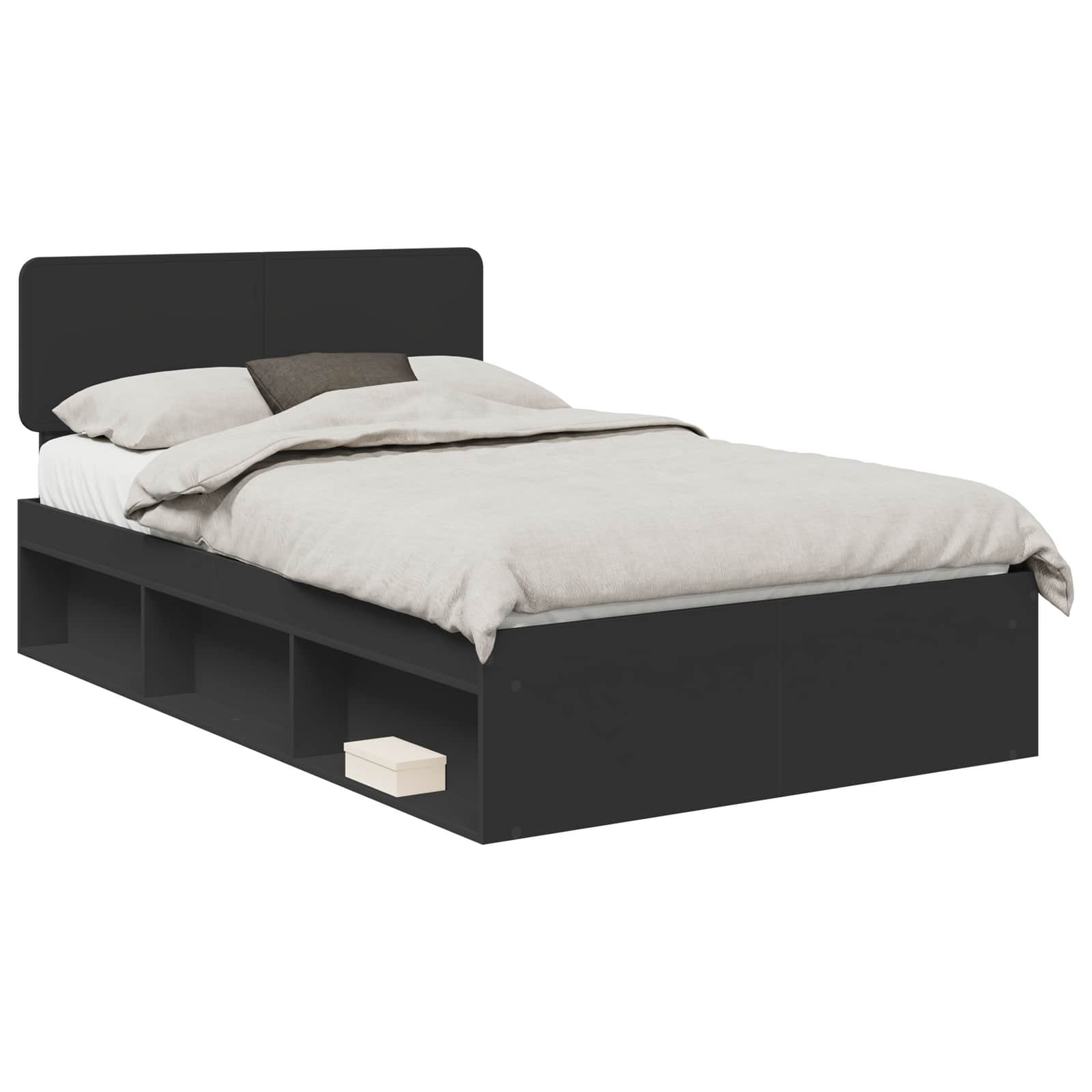 Struttura del letto Nero 135 x 190 cm Pino massello | homemem39