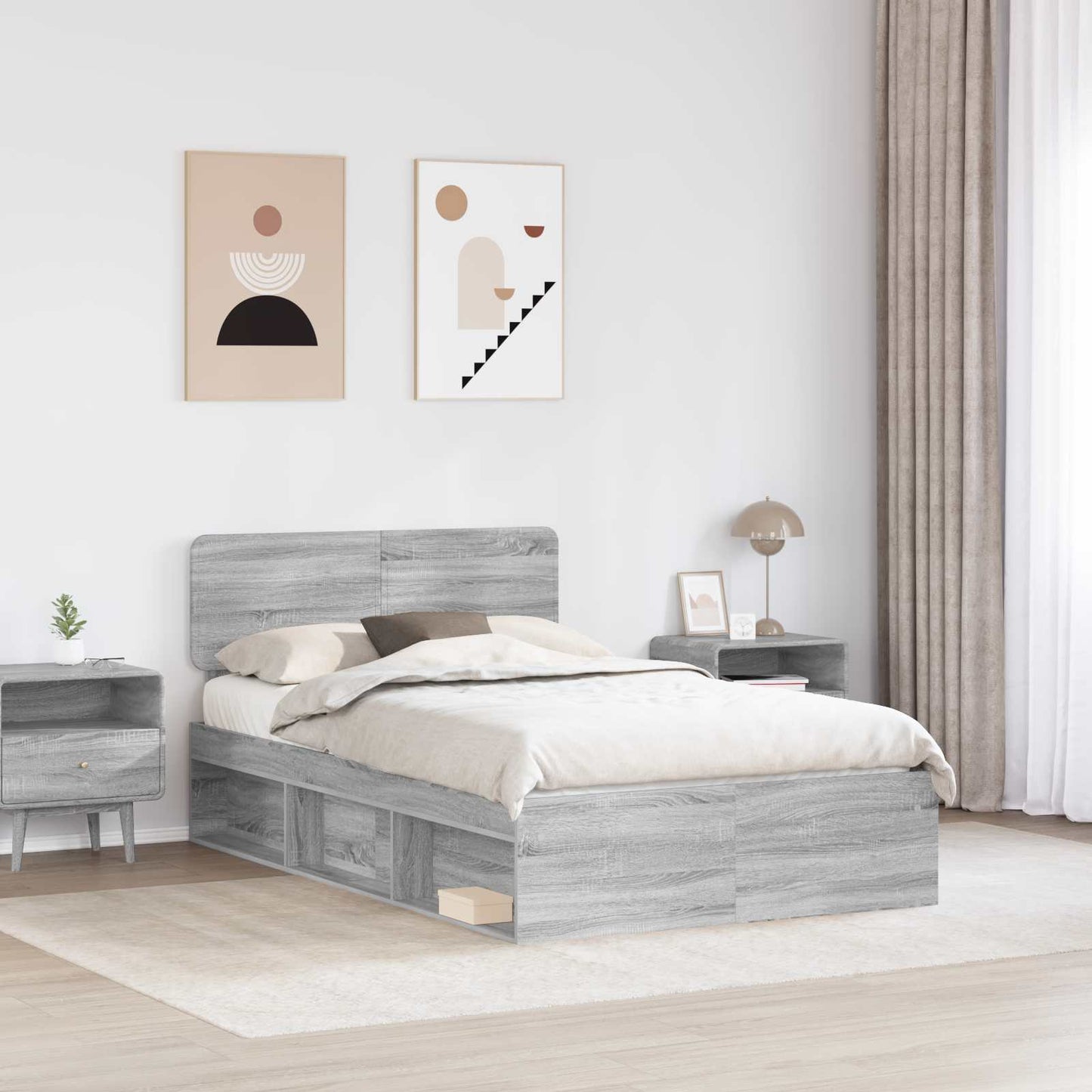 Struttura del letto Grigio Sonoma 135 x 190 cm Pino massello | homemem39