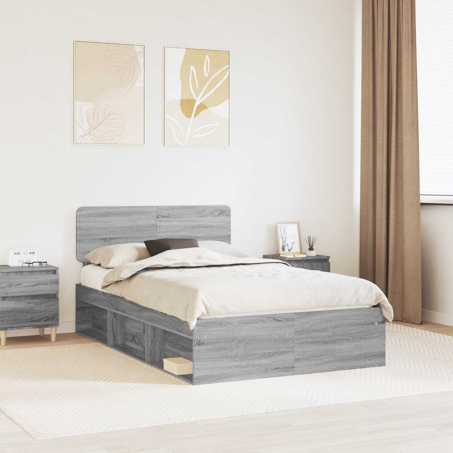 Struttura del letto Grigio Sonoma 120 x 200 cm Pino massello | homemem39