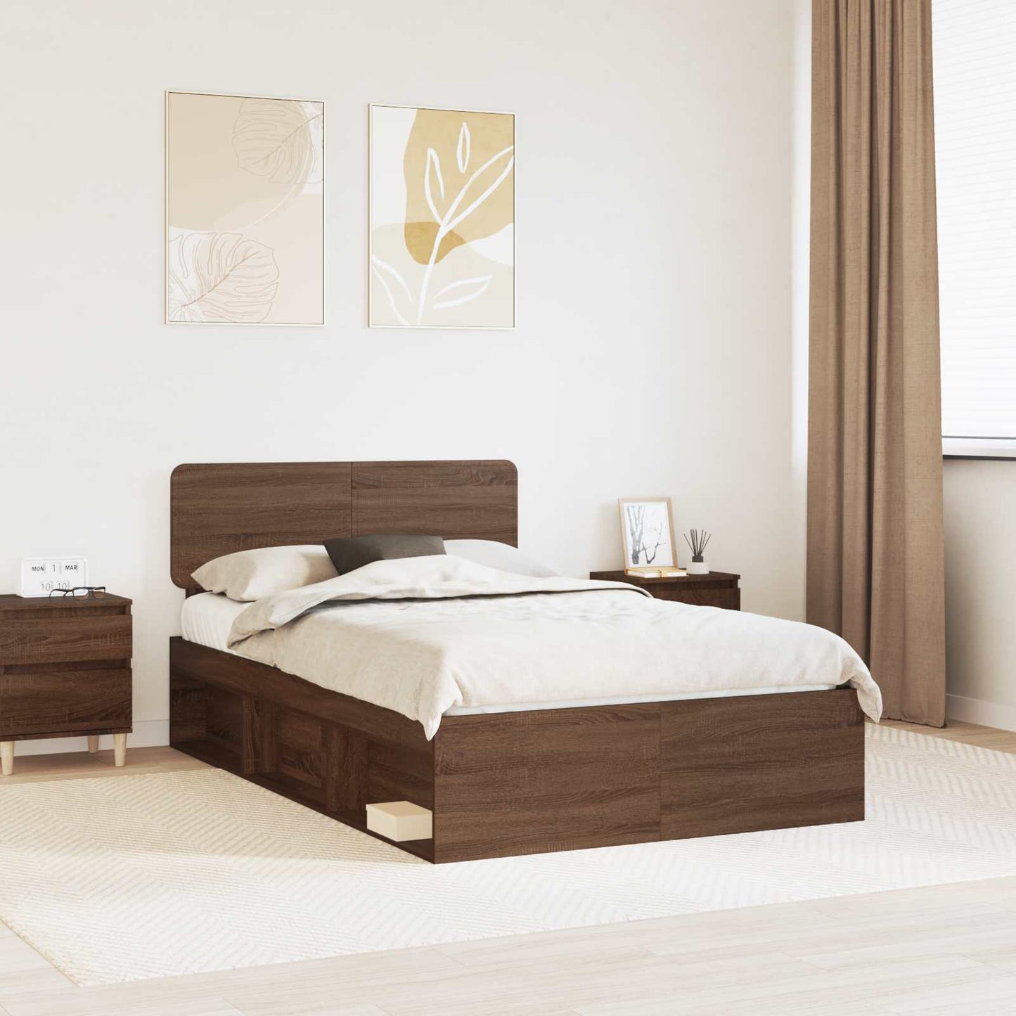 Struttura del letto Rovere Marrone 120 x 200 cm Pino massello | homemem39