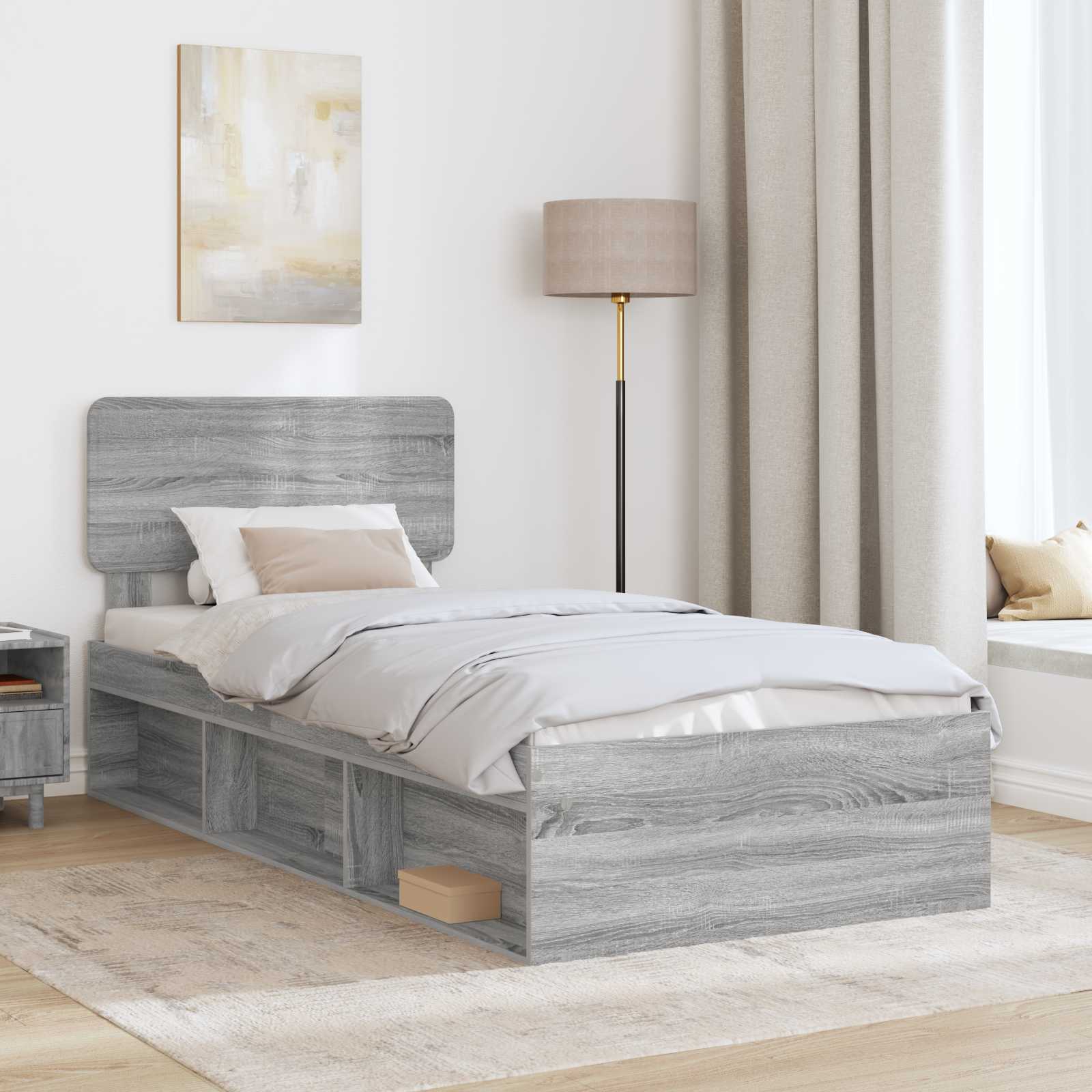 Struttura del letto Grigio Sonoma 100 x 200 cm Pino massello | homemem39
