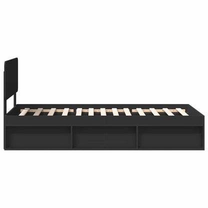 Struttura del letto con testiera Nero 90 x 200 cm Pino massello | homemem39