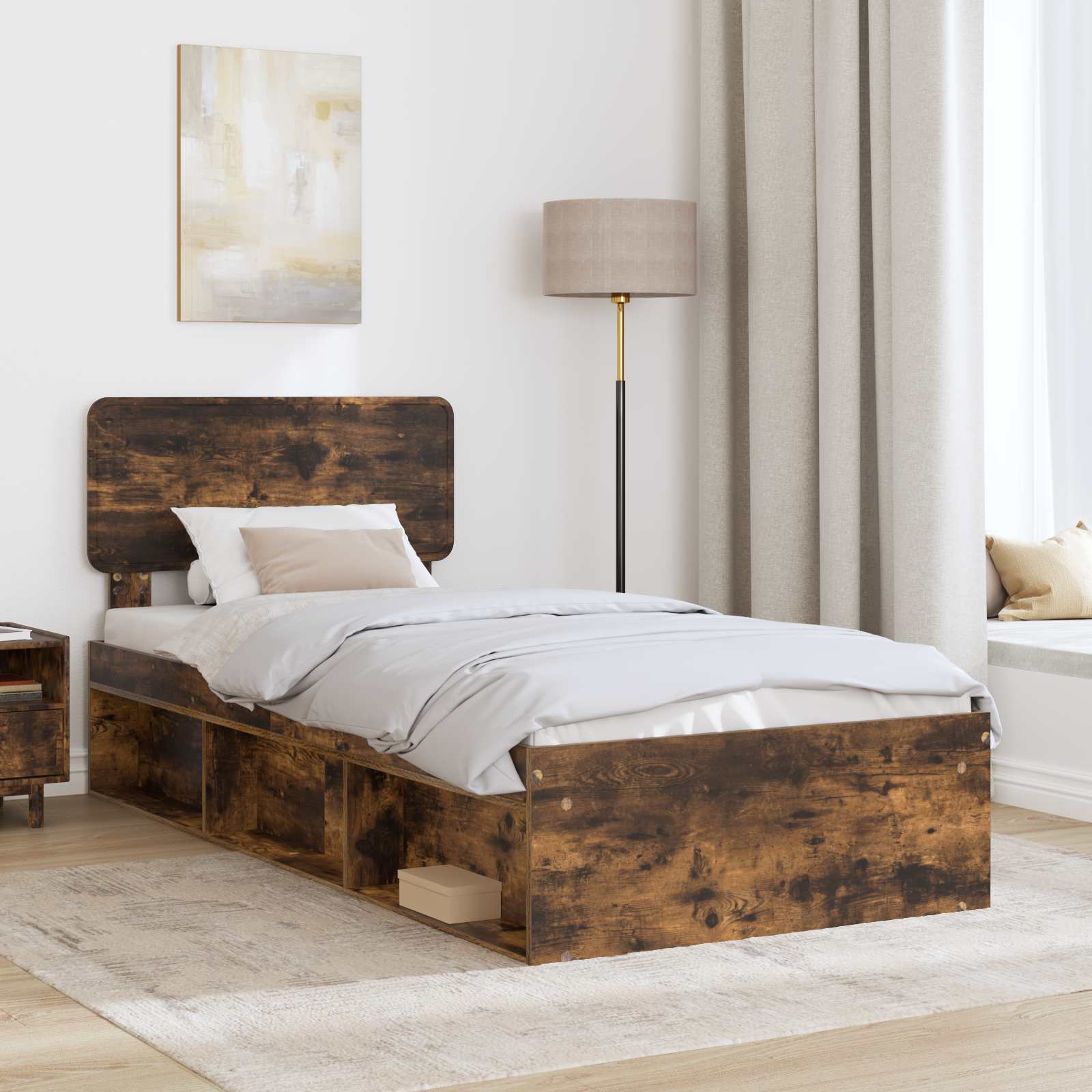 Struttura del letto Rovere fumé 90 x 200 cm Pino massello | homemem39