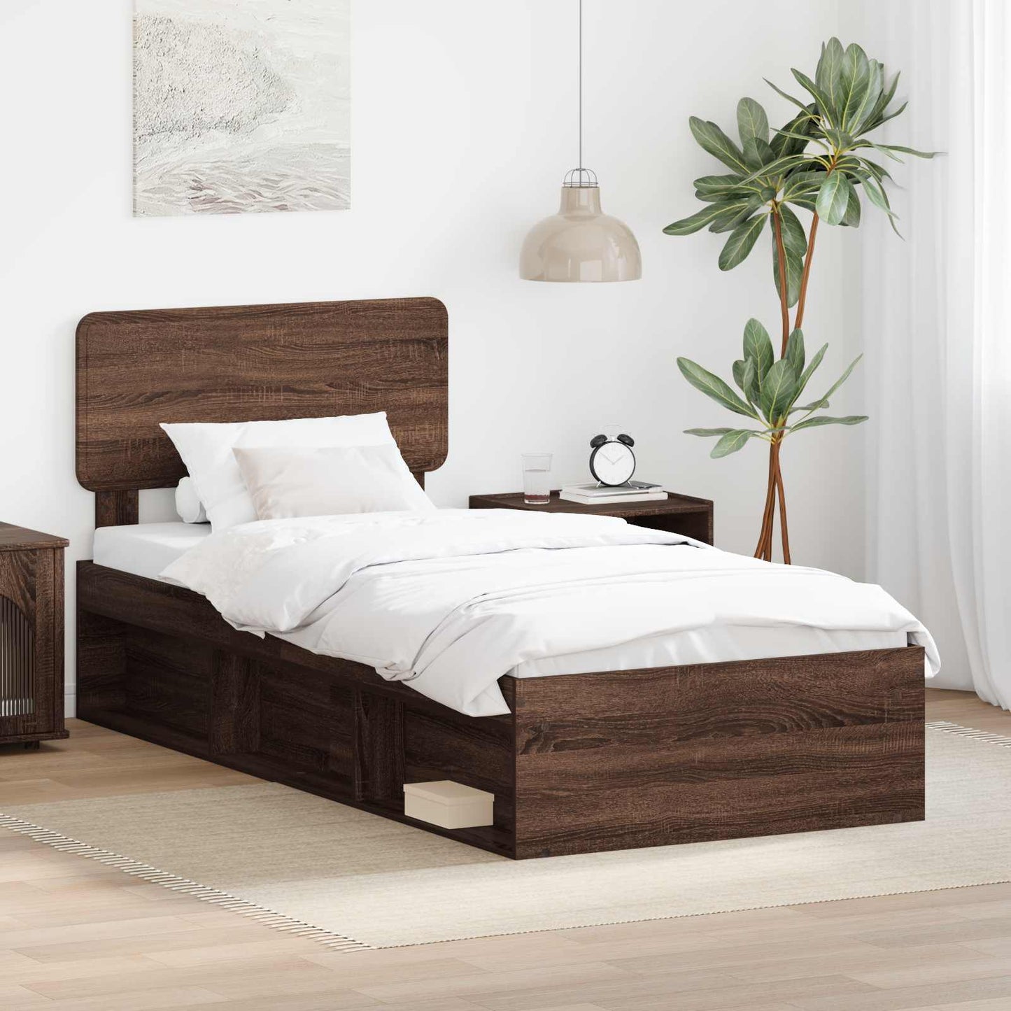 Struttura del letto Rovere Marrone 90 x 200 cm Pino massello | homemem39