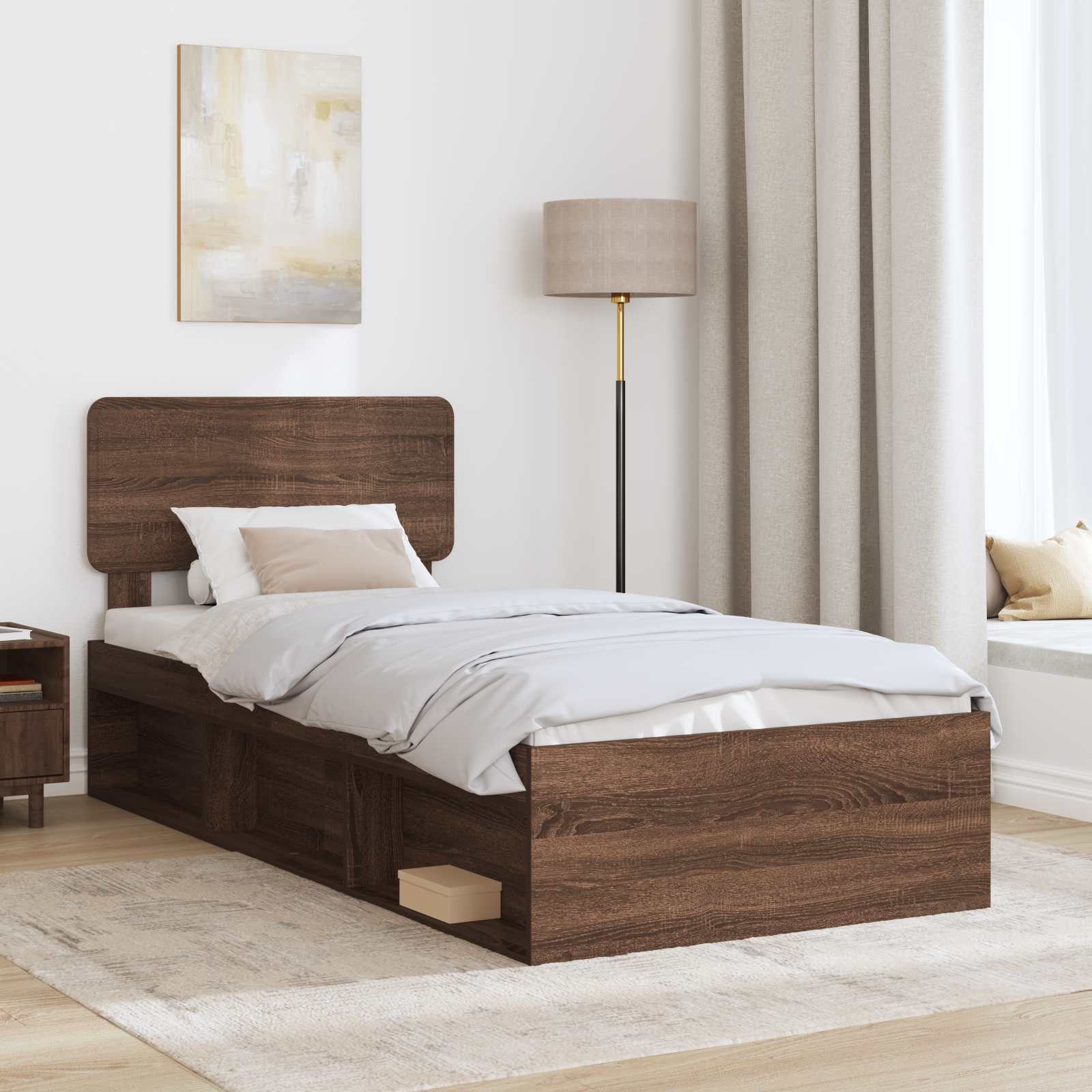 Struttura del letto Rovere Marrone 90 x 200 cm Pino massello | homemem39