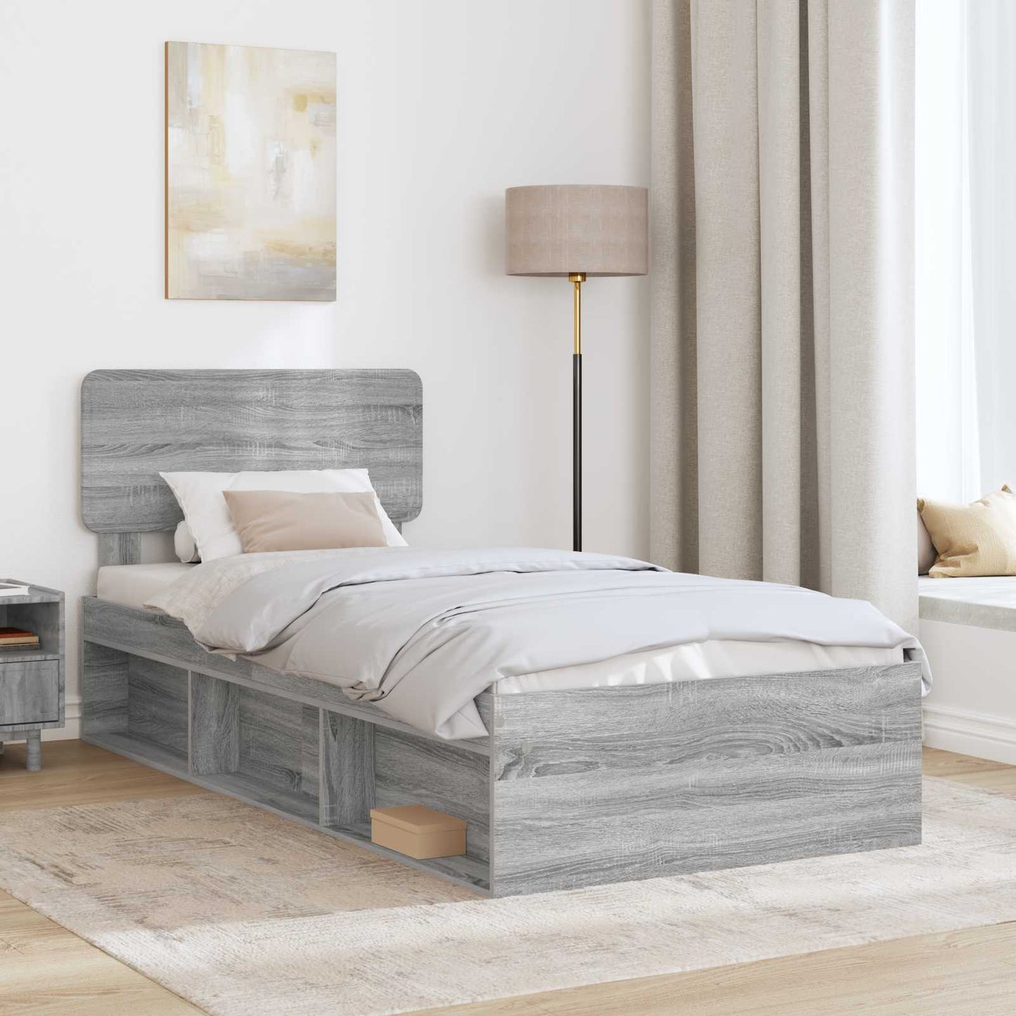 Struttura del letto Grigio Sonoma 90 x 190 cm Pino massello | homemem39
