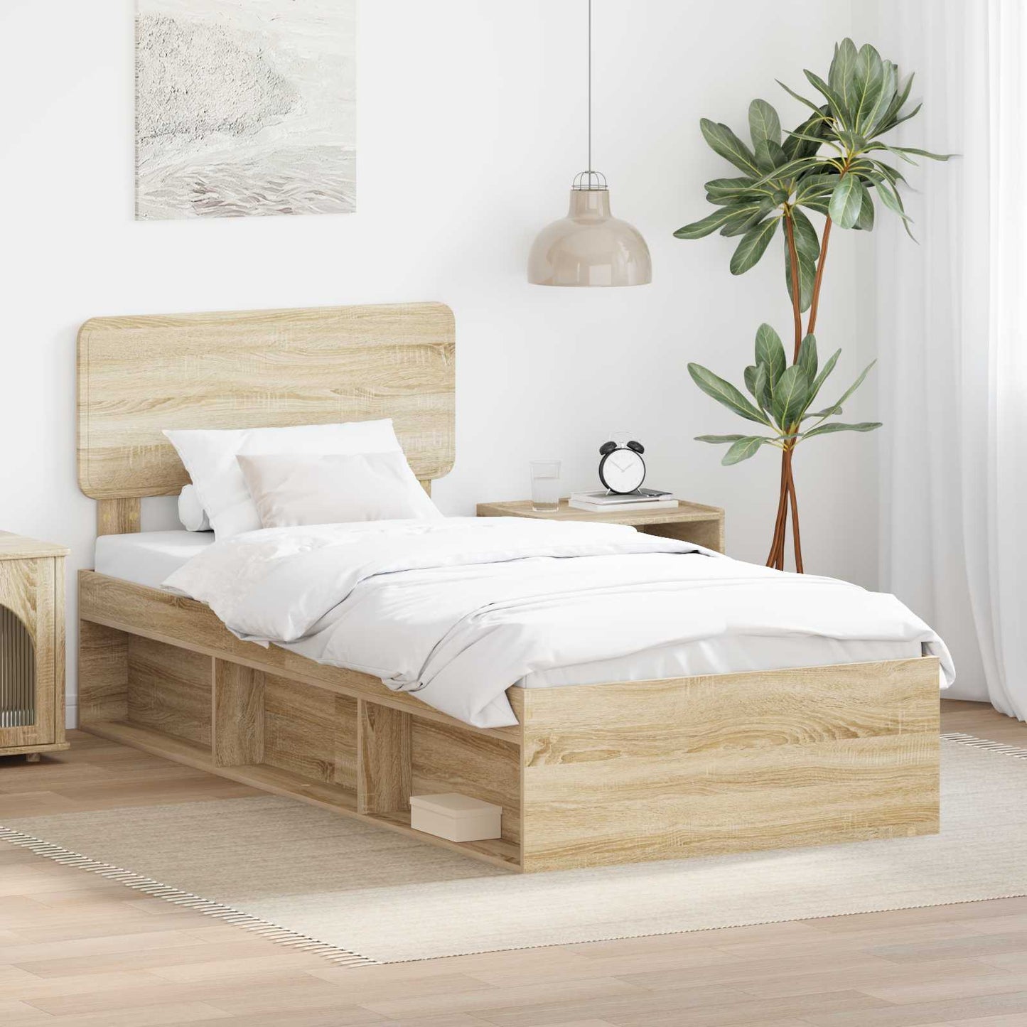 Struttura del letto Rovere Sonoma 75 x 190 cm Pino massello