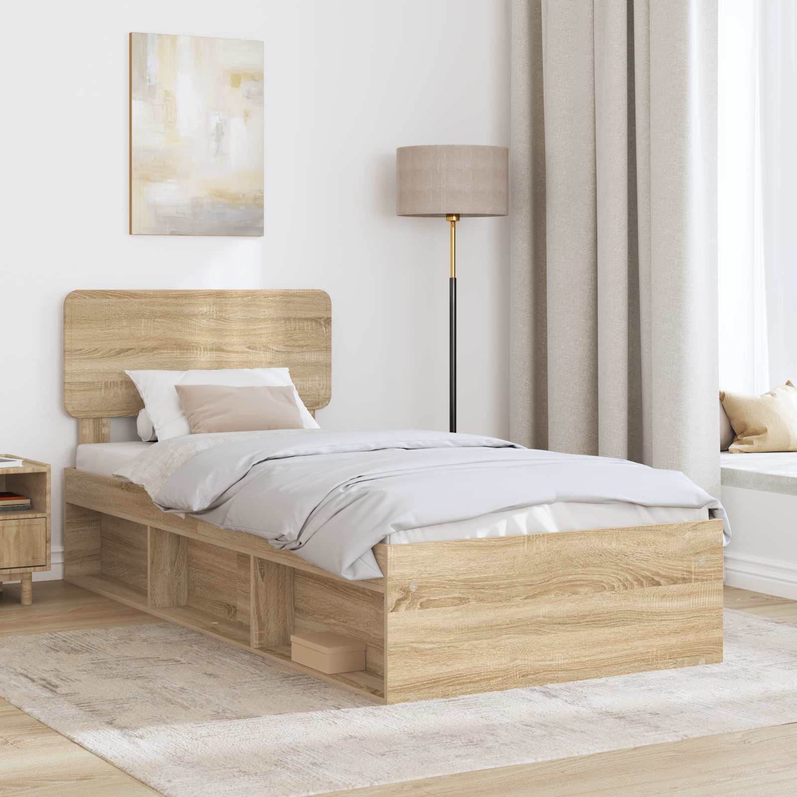 Struttura del letto Rovere Sonoma 75 x 190 cm Pino massello | homemem39