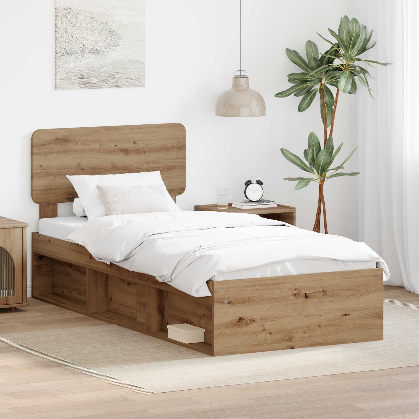 Struttura del letto con testiera Rovere Artigianale 75 x 190 cm | homemem39