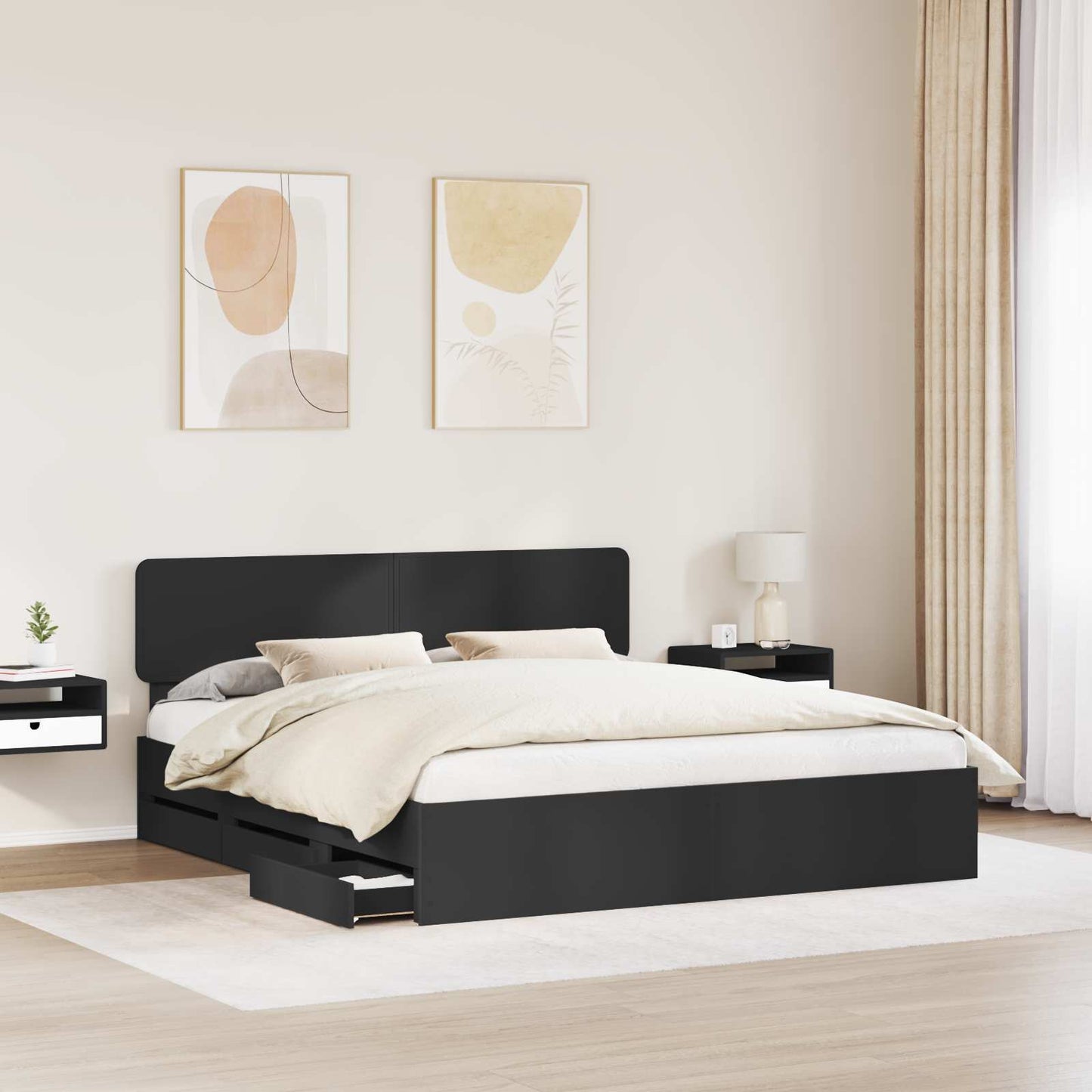 Struttura del letto Nero 200 x 200 cm Legno ingegnerizzato | homemem39