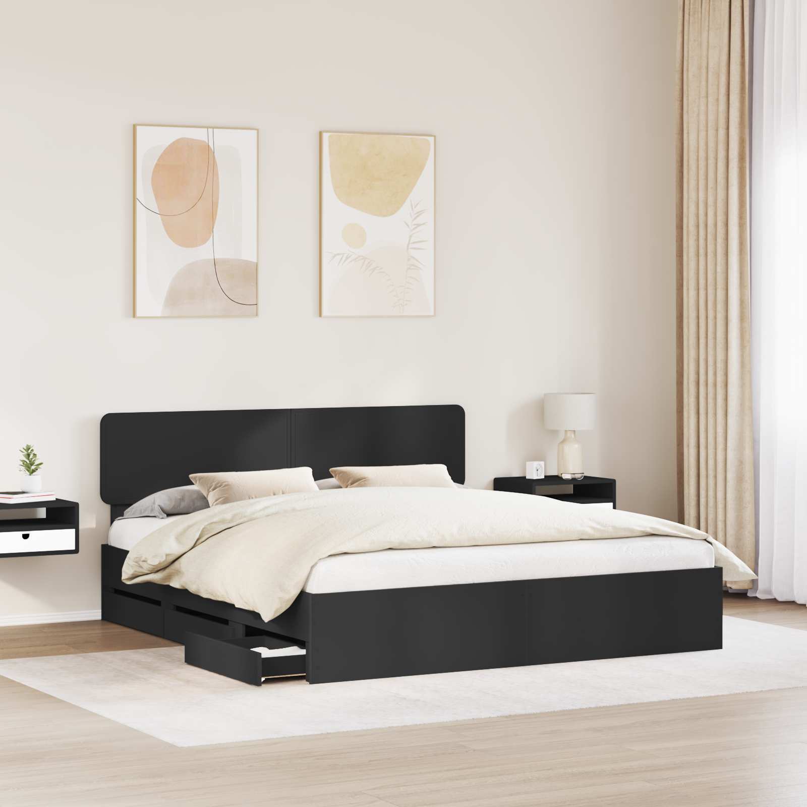 Struttura del letto Nero 200 x 200 cm Legno ingegnerizzato | homemem39