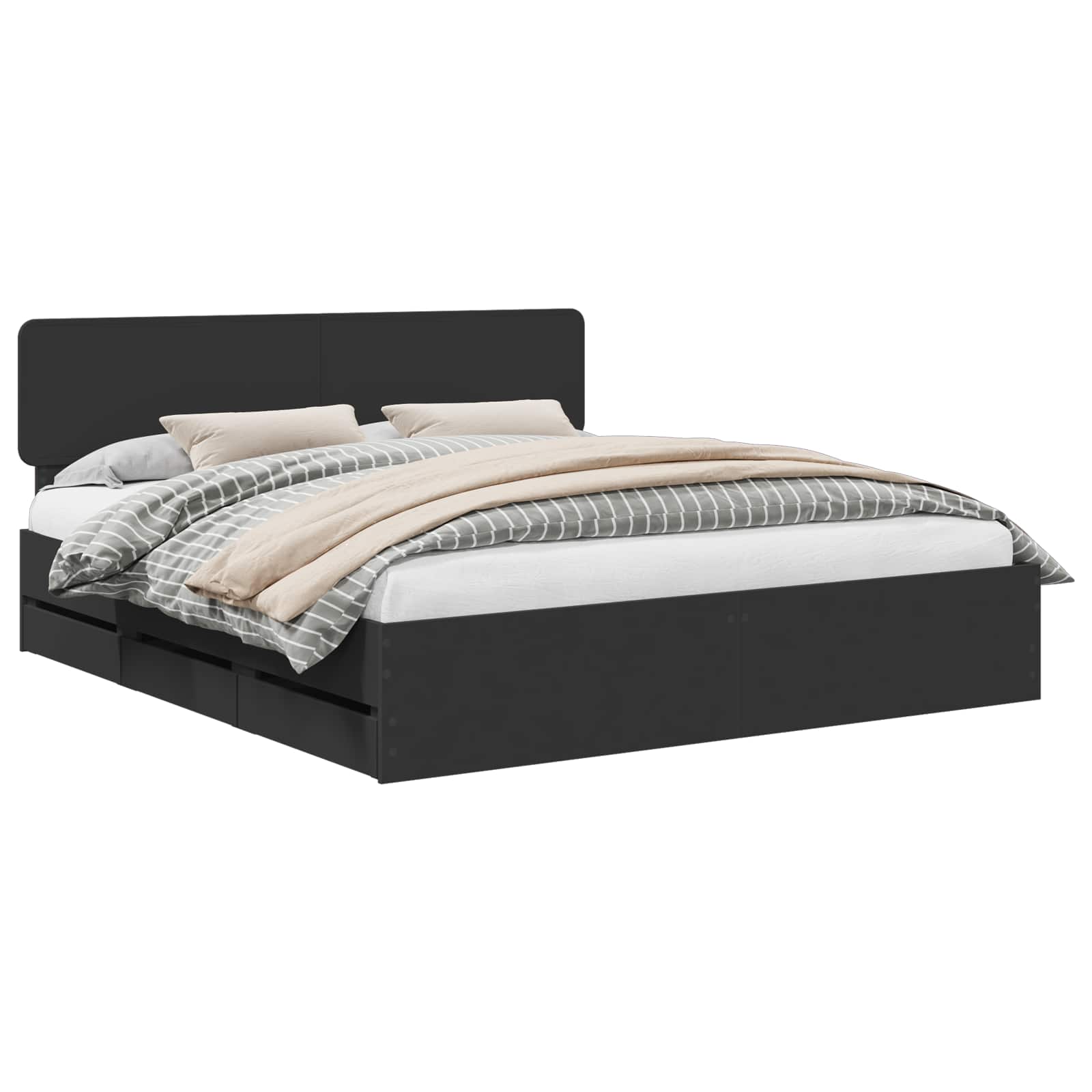 Struttura del letto Nero 200 x 200 cm Legno ingegnerizzato | homemem39