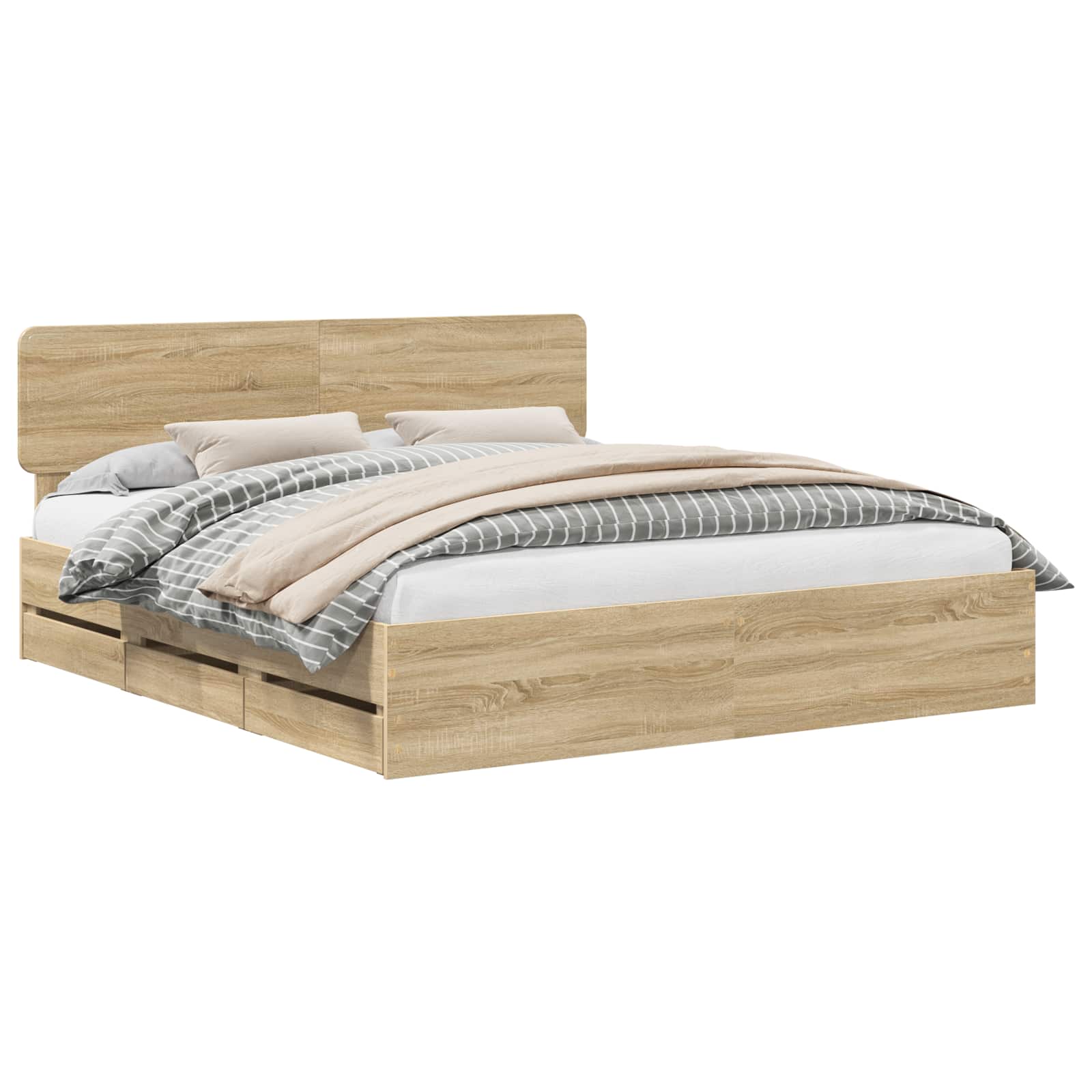 Struttura del letto con cassetto Rovere Sonoma 200 x 200 cm | homemem39