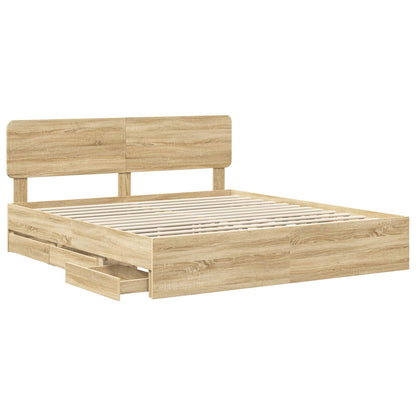 Struttura del letto con cassetto Rovere Sonoma 200 x 200 cm | homemem39