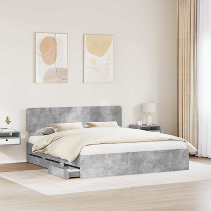 Struttura del letto con cassetto Grigio Cemento 200 x 200 cm | homemem39