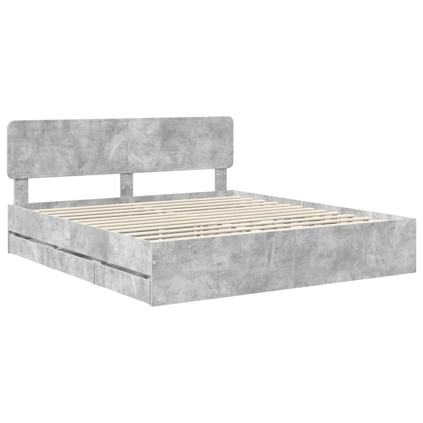 Struttura del letto con cassetto Grigio Cemento 200 x 200 cm | homemem39