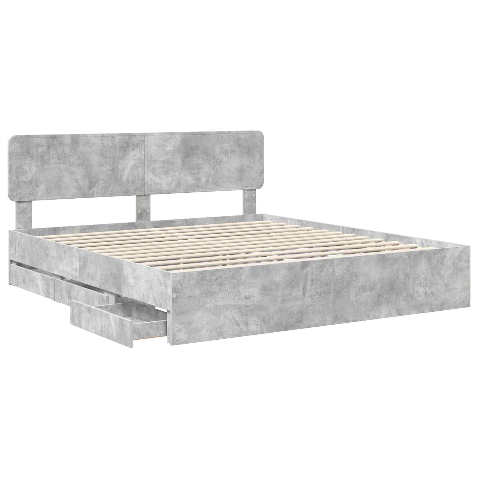 Struttura del letto con cassetto Grigio Cemento 200 x 200 cm | homemem39