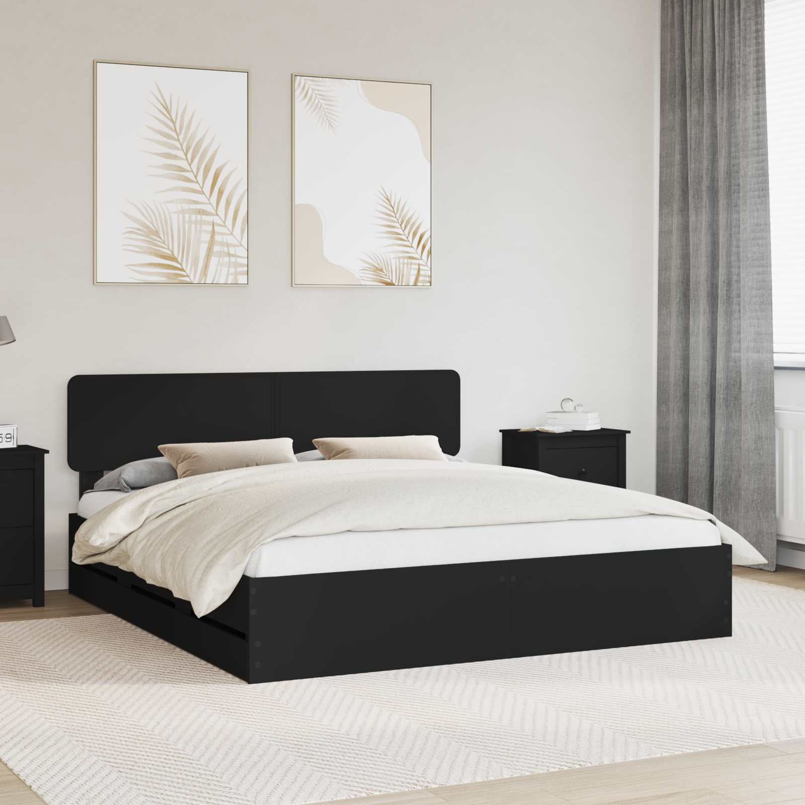 Struttura del letto Nero 180 x 200 cm Legno ingegnerizzato | homemem39