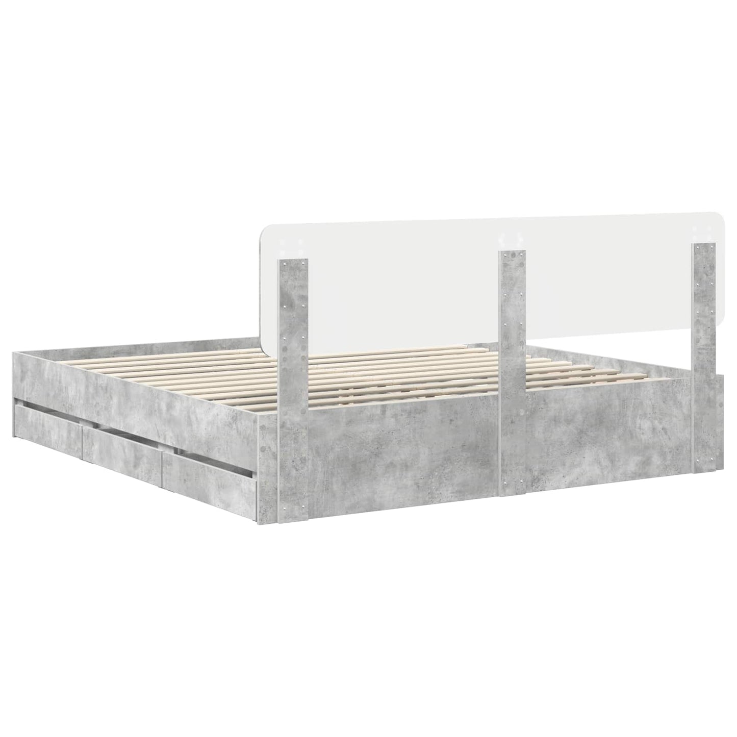 Struttura del letto con cassetto Grigio Cemento 180 x 200 cm | homemem39