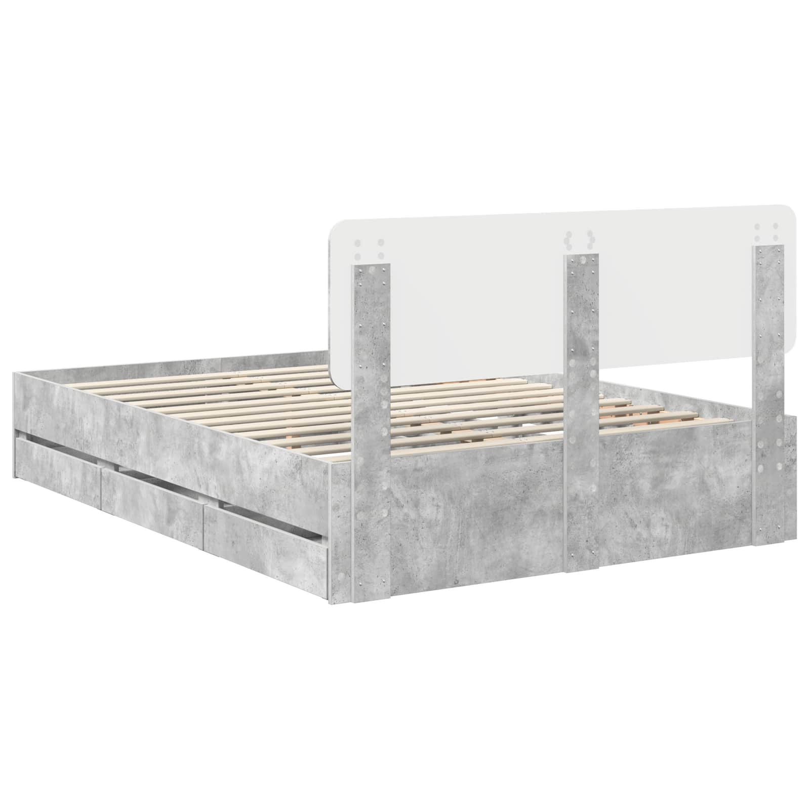 Struttura del letto con cassetto Grigio Cemento 160 x 200 cm | homemem39