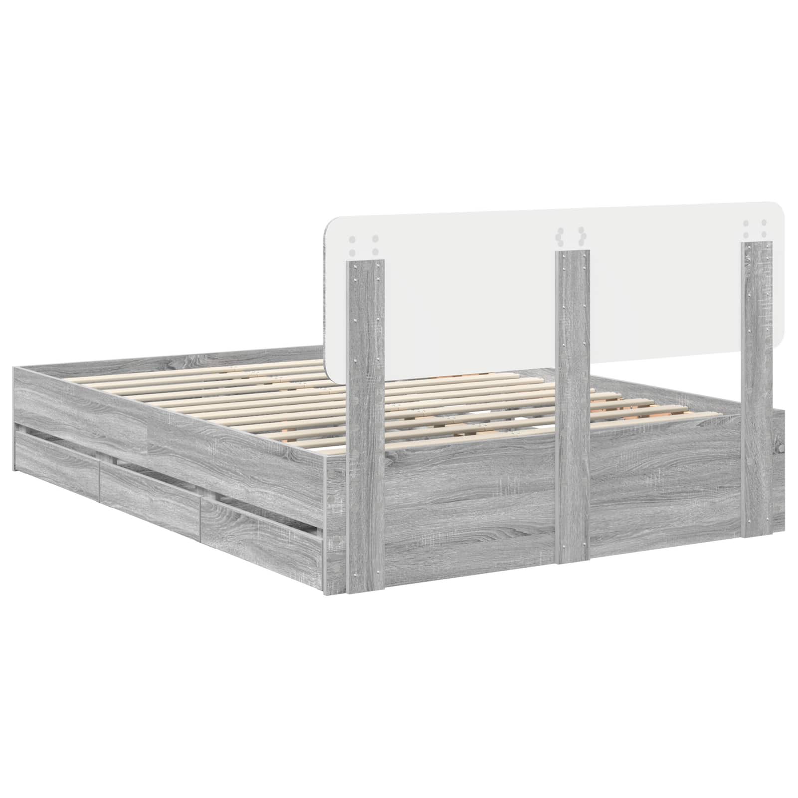 Struttura del letto con cassetto Sonoma grigia 150 x 200 cm | homemem39