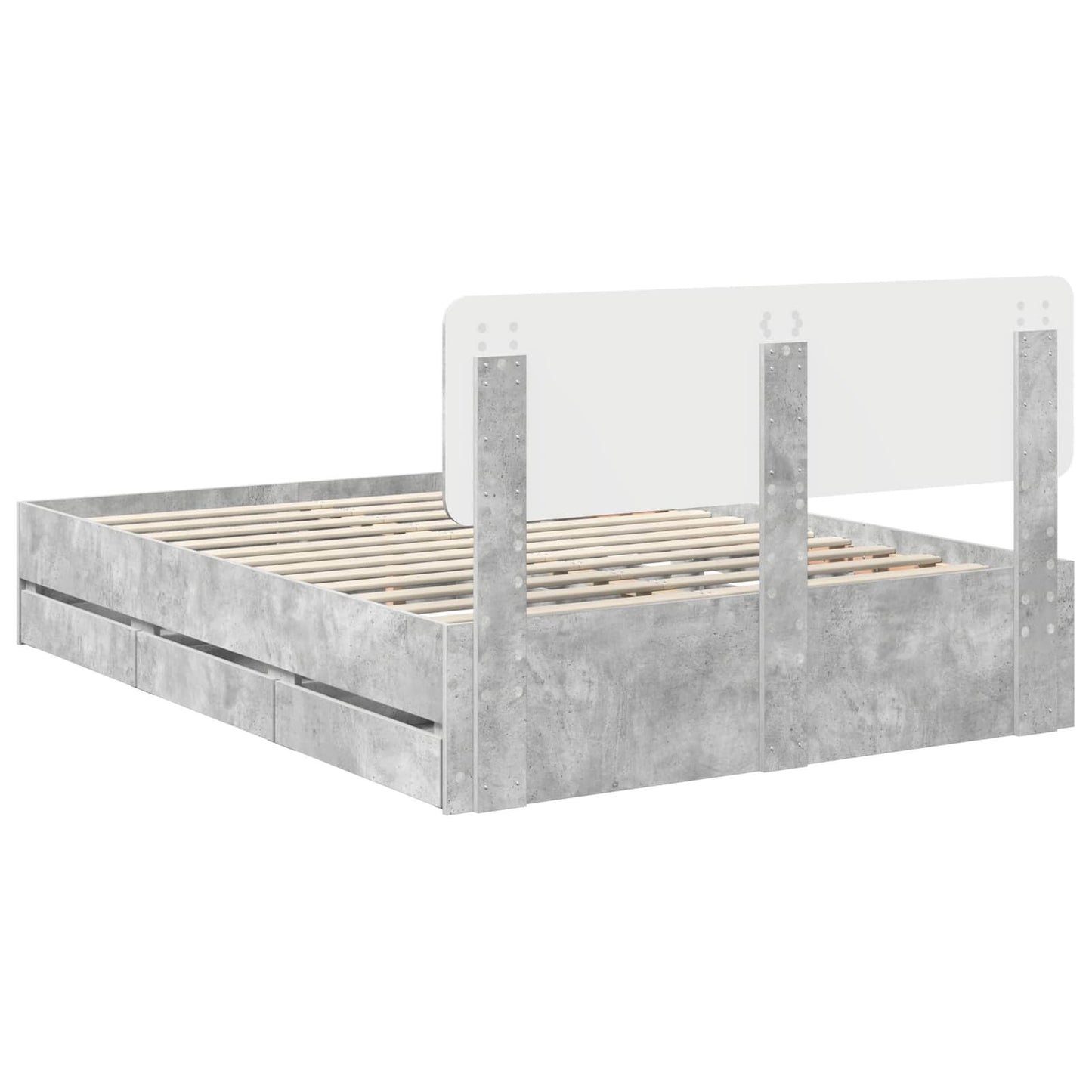 Struttura del letto con cassetto Grigio cemento 140 x 190 cm