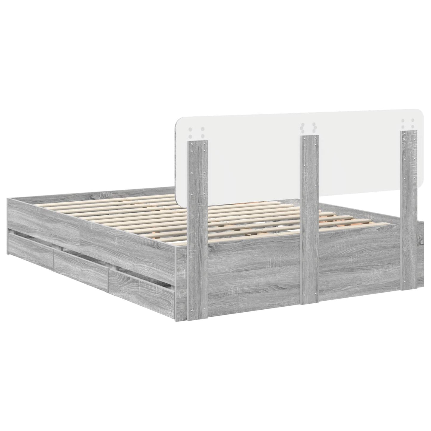 Struttura del letto con cassetto Sonoma grigia 140 x 200 cm | homemem39