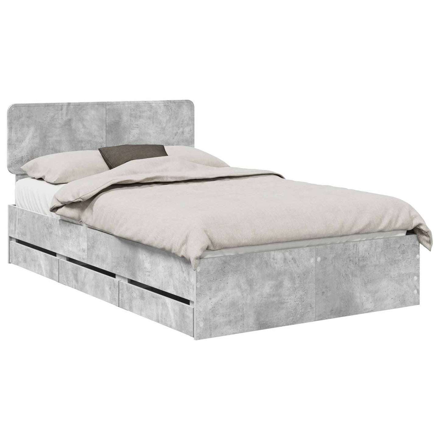 Struttura del letto con cassetto Grigio Cemento 135 x 190 cm | homemem39
