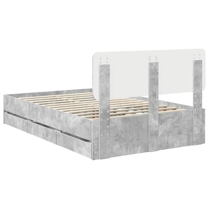Struttura del letto con cassetto Grigio Cemento 135 x 190 cm | homemem39