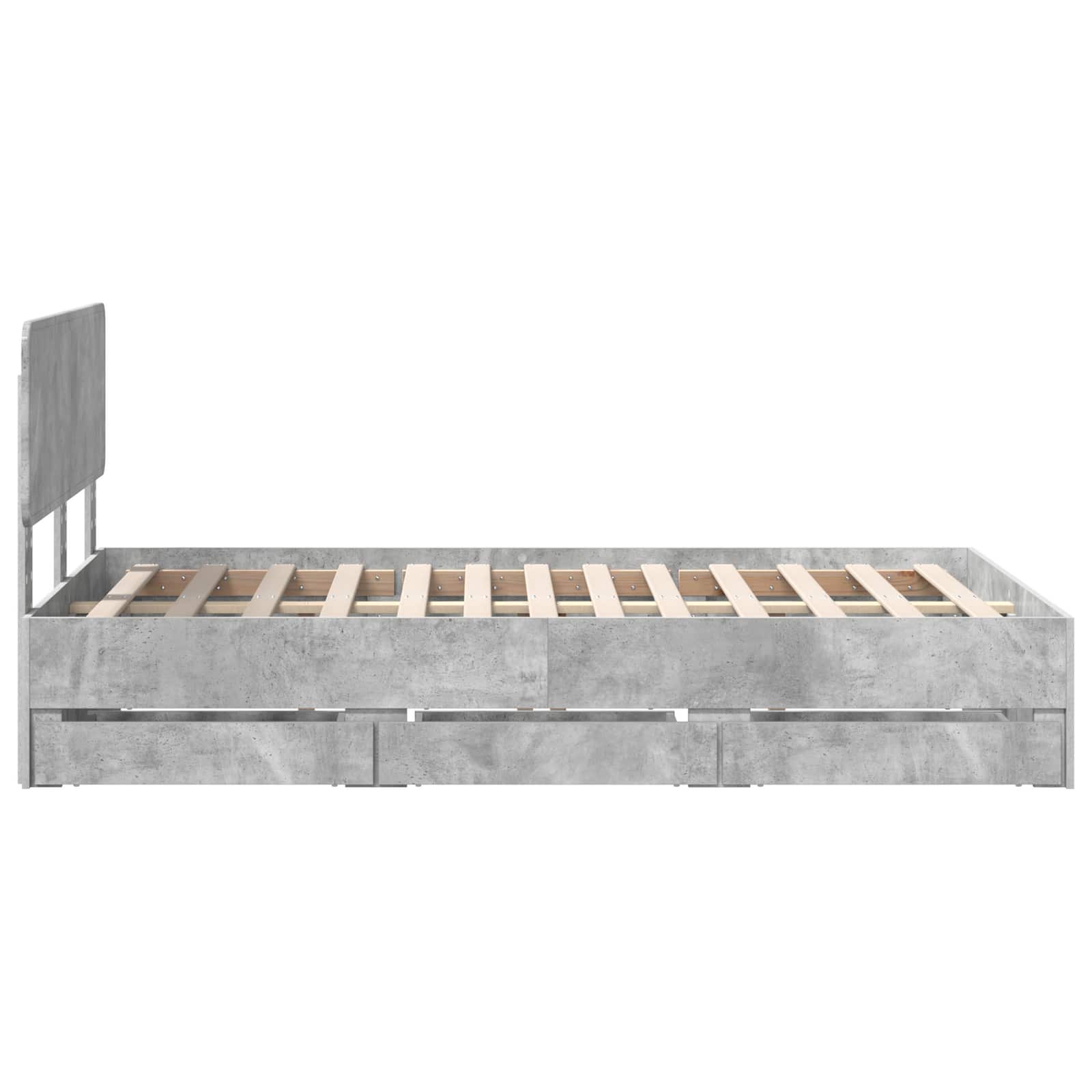 Struttura del letto con cassetto Grigio Cemento 135 x 190 cm | homemem39