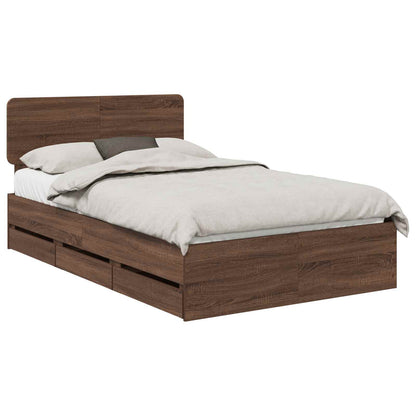 Struttura del letto con cassetto Quercia marrone 135 x 190 cm | homemem39
