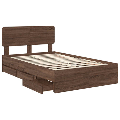 Struttura del letto con cassetto Quercia marrone 135 x 190 cm | homemem39