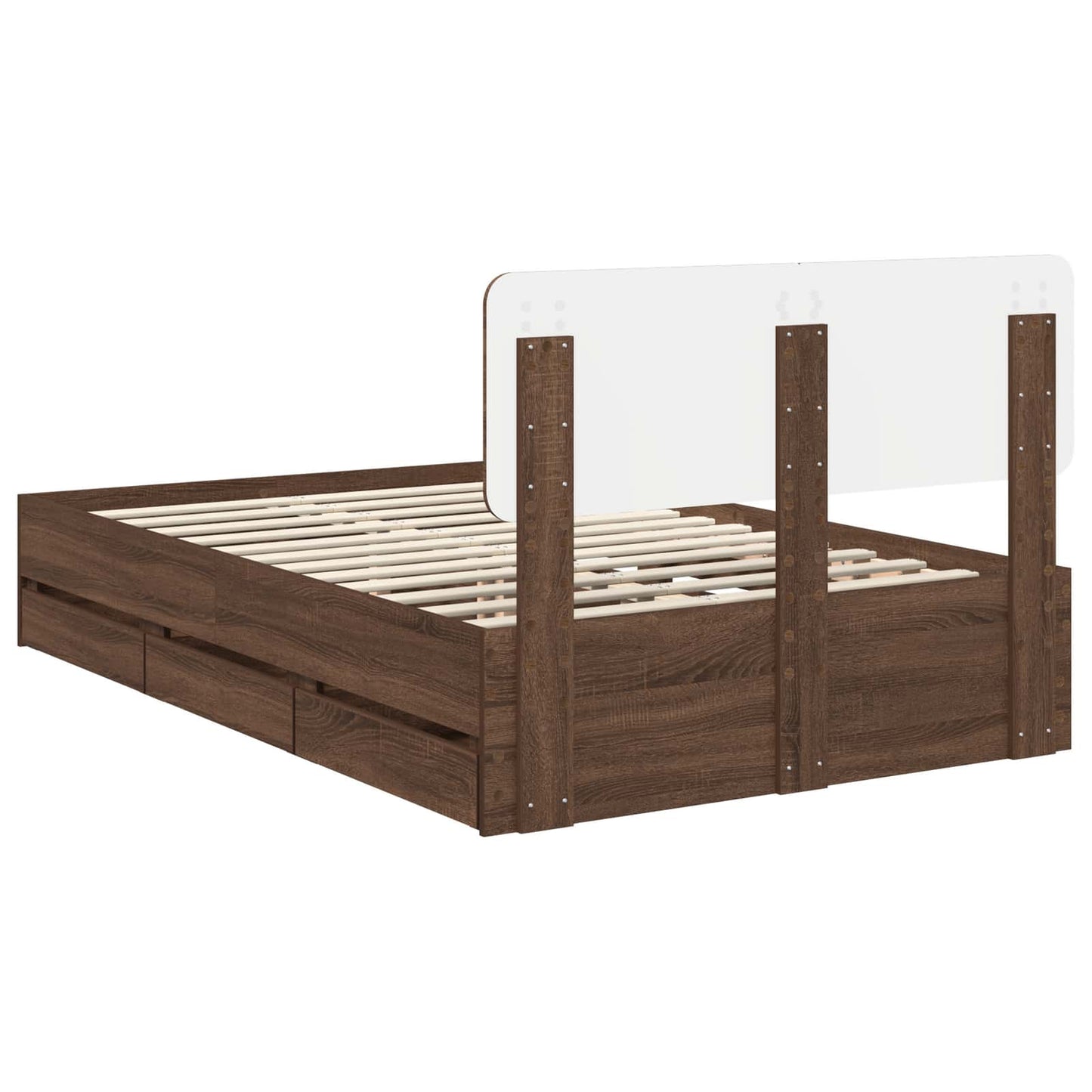 Struttura del letto con cassetto Quercia marrone 135 x 190 cm | homemem39