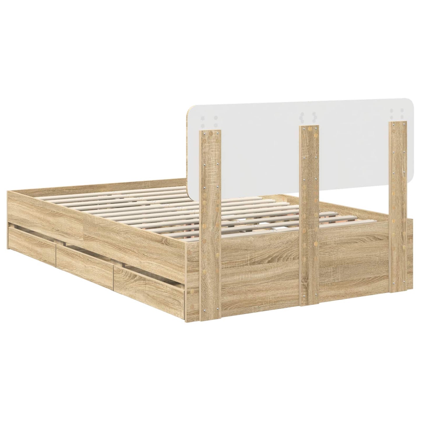 Struttura del letto con cassetto Rovere Sonoma 120 x 190 cm | homemem39