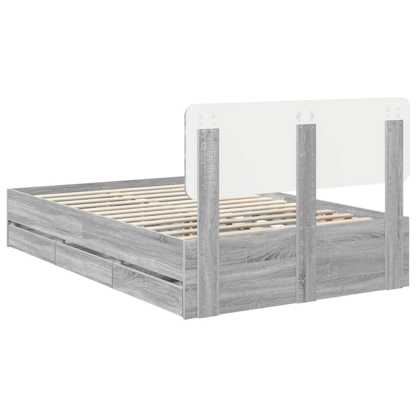 Struttura del letto con cassetto Sonoma grigia 120 x 190 cm | homemem39