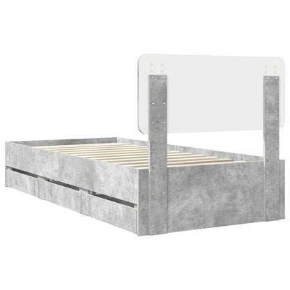 Struttura del letto con cassetto Grigio cemento 100 x 200 cm