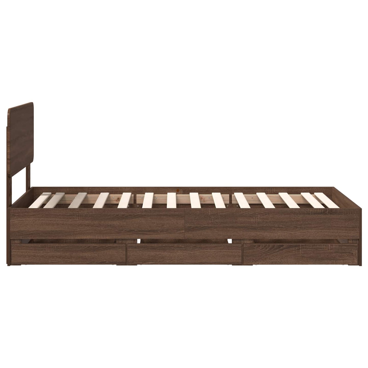 Struttura del letto con cassetto Rovere Marrone 100 x 200 cm