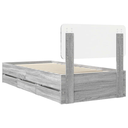 Struttura del letto con cassetto Sonoma grigia 90 x 200 cm | homemem39