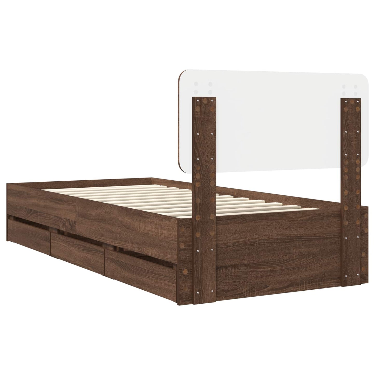 Struttura del letto con cassetto Rovere Marrone 90 x 190 cm