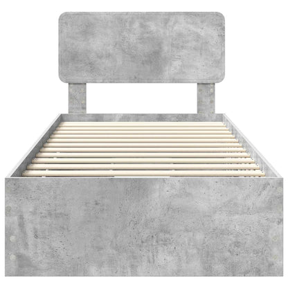 Struttura del letto con cassetto Grigio cemento 90 x 200 cm