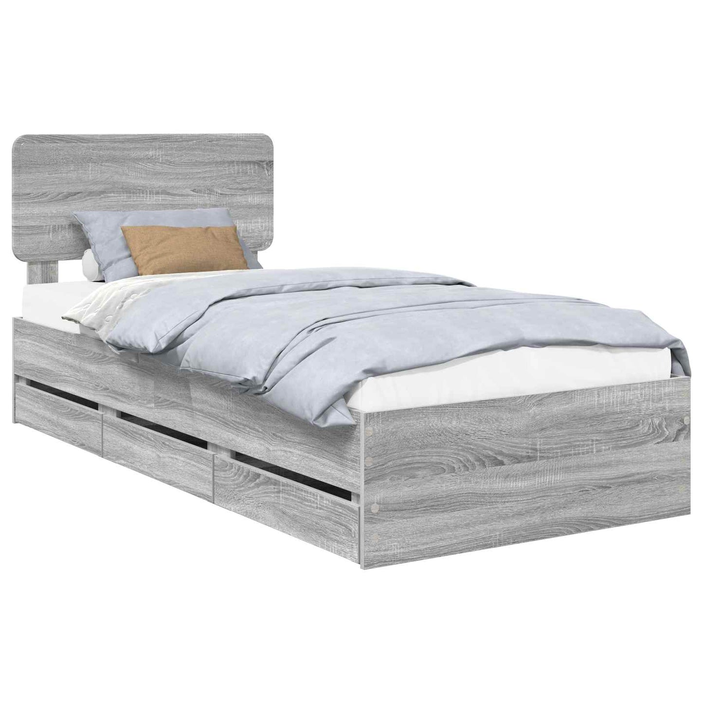 Struttura del letto con cassetto Sonoma grigia 90 x 190 cm | homemem39