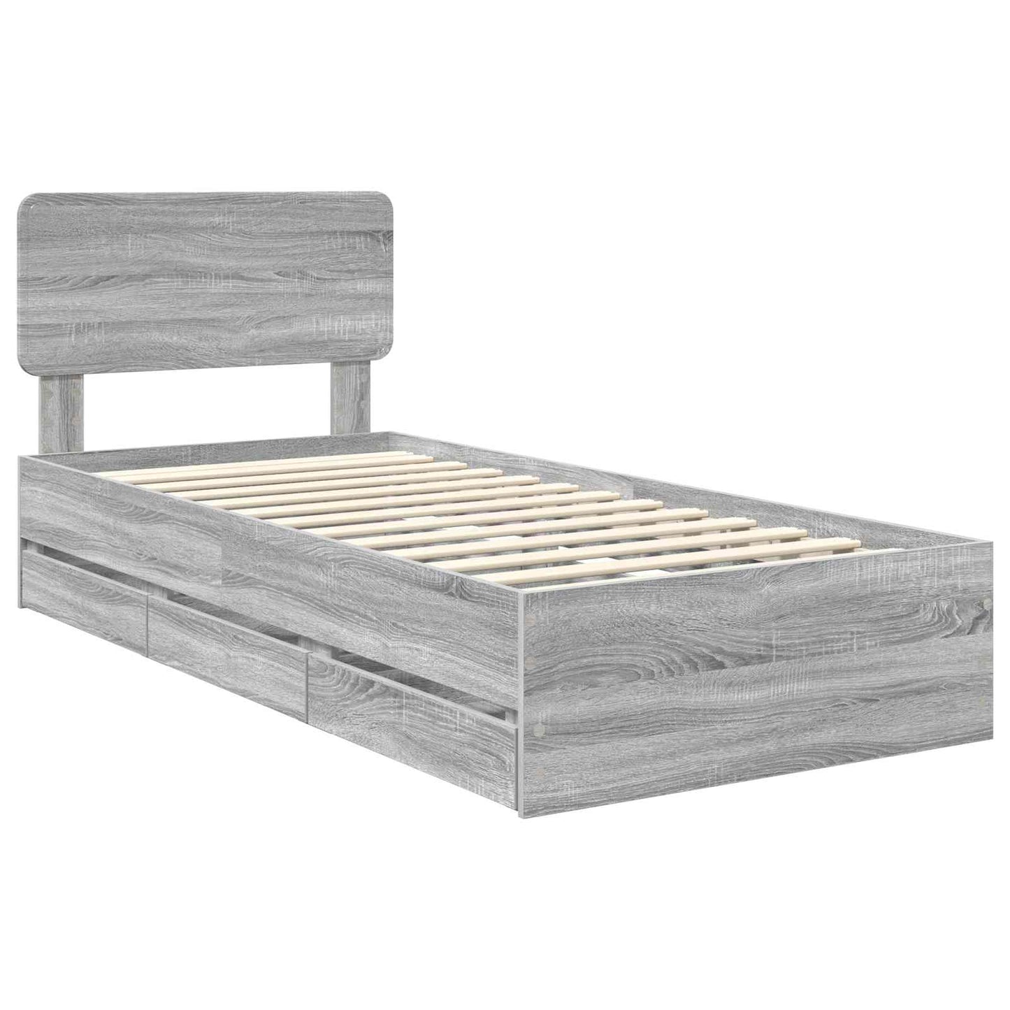Struttura del letto con cassetto Sonoma grigia 90 x 190 cm | homemem39